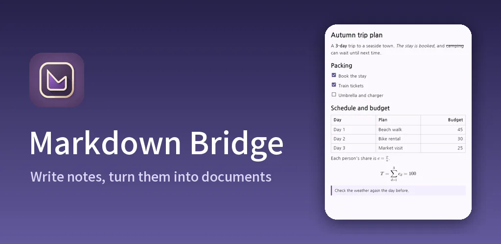 Markdown Bridge: Notes & Docs