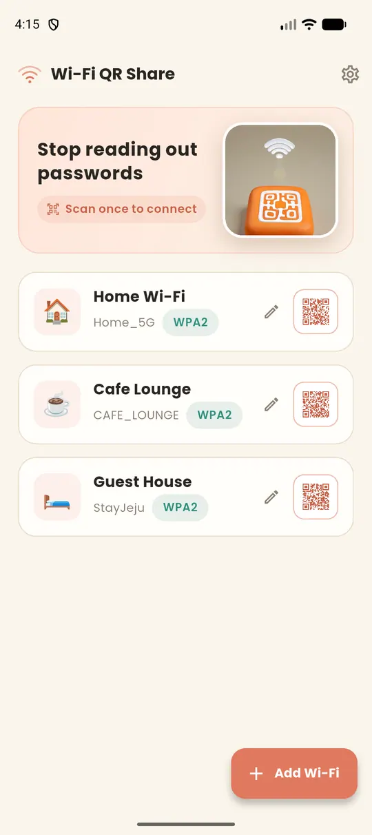 WiFi QR Code Screenshots 1